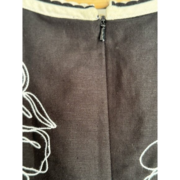 Talbots Womens Midi Dress 18 Black Floral Embroidered Linen Rayon Old Money - Picture 7 of 12